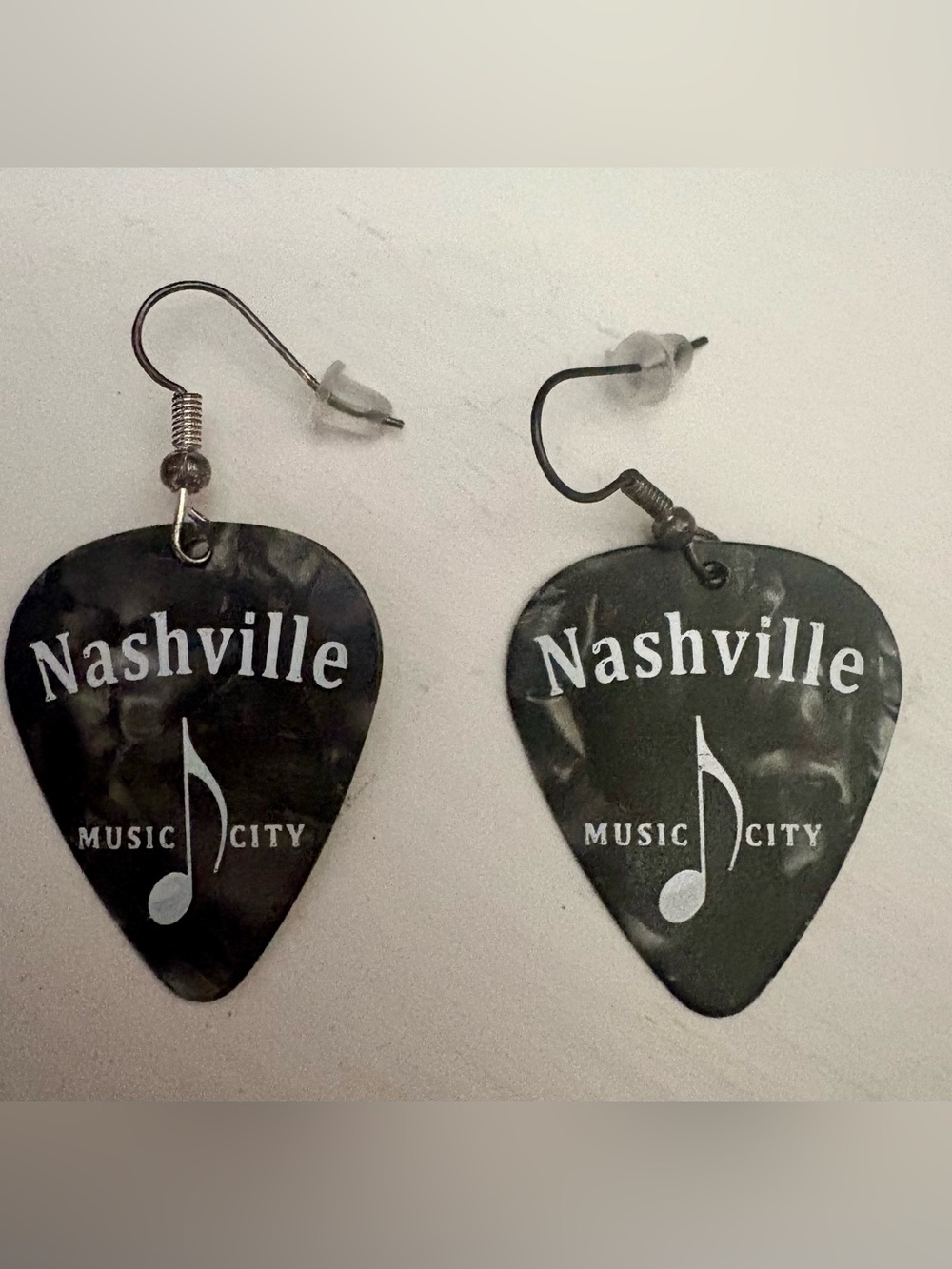 Nashville Music City Guitar Pick Earrings - Black & White